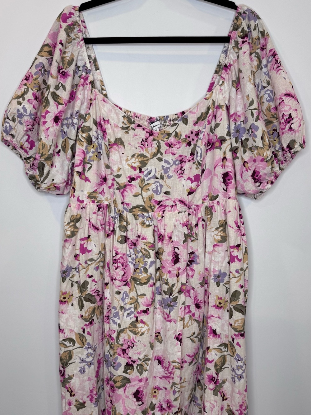Reitman x The Birds Papaya Floral Puff linen blend Sleeve Dress size XL - Picture 7 of 11